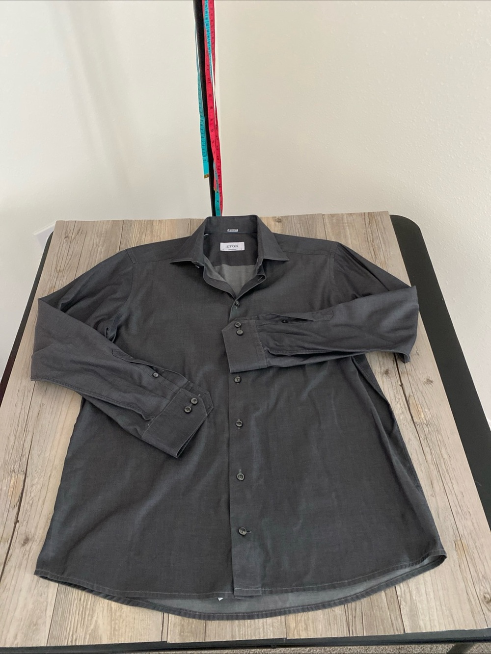 ETON Men’s Luxury Contemporary Button Shirt Signature Twill Charcoal Gray 16 41
